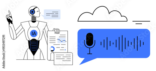 Artificial Intelligence concept. Artificial Intelligence combining data analysis, voice recognition, and cloud technologies. Artificial Intelligence applications in data science, automation, voice