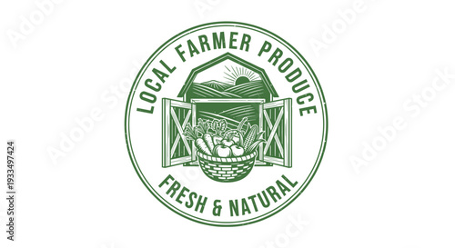 Green Local Farmer Produce Logo Design.