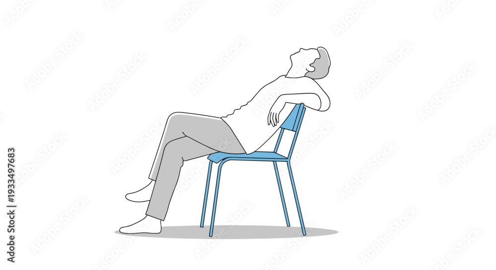Fototapeta premium Man Sitting on Chair Relaxing Illustration.