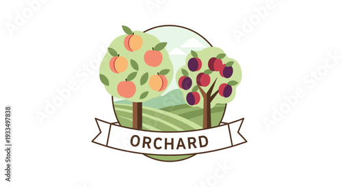 Orchard Logo with Fruit Trees Banner.