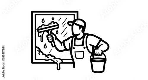 Painter Applying Paint to Window Frame.