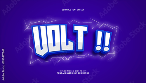 Volt Comic Electric Blue Text Effect with Lightning Bolt Background