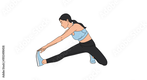 Woman Stretching Leg in Exercise Position.