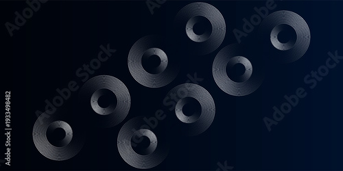 Blue abstract background with glowing circles. Swirl circular lines pattern. Geometric spiral. Twirl element. Modern graphic design. Futuristic technology concept.