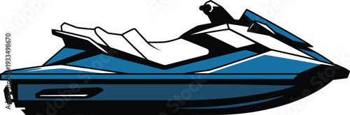 Illustration of a blue and white jet ski on white background  recreational watercraft