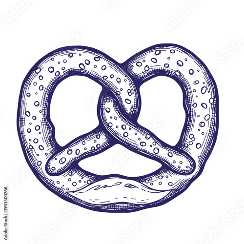 Pretzel illustration with detailed texture and pattern on white background  a delicious baked snack