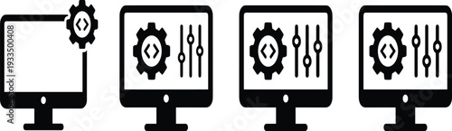 Set of 4 computer monitor icons vector