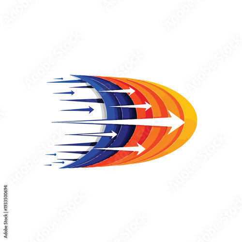 Colorful Arrows Pointing in Same Direction.