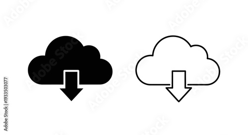 Cloud download icon set Vector