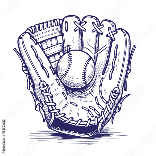 baseball glove with ball in it  sports equipment  baseball glove and ball