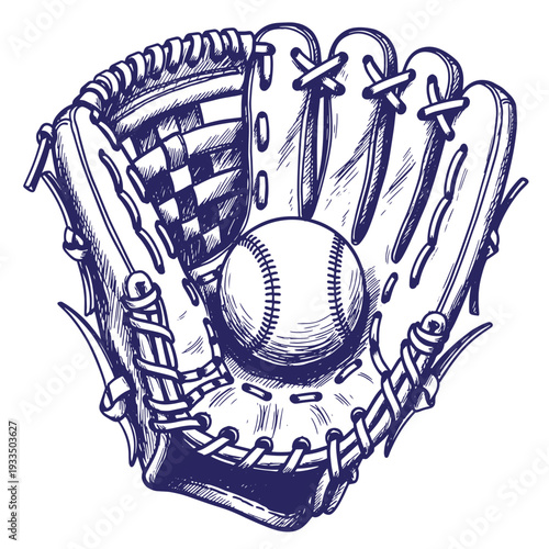 Baseball glove with ball  sports equipment for catching and throwing  baseball gear