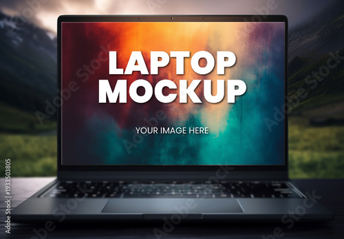 Laptop On A Desk Display Mockup