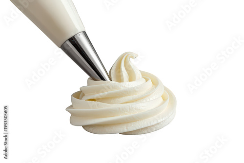Piping cream frosting on transparent background, decorating sweet pastries and desserts, cooking bakery confectionary art