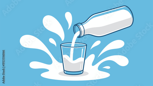 Milk pouring bottle glass splash