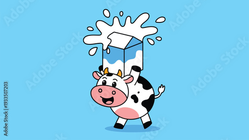 Cartoon cow milk carton