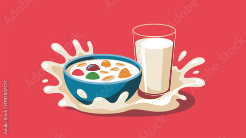 Cereal milk splash food illustration