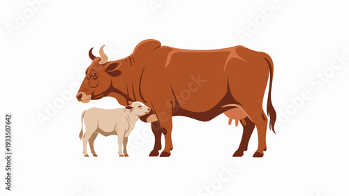 Cow and calf illustration
