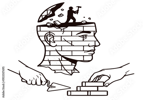 Mental Construction and Self Improvement Concept Illustration