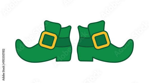 A Pair of Emerald Green Elf Boots with Gold Buckles
