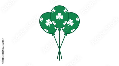 Green balloons with shamrock patterns, perfect for a festive celebration. The balloons are tied together, symbolizing unity and joy