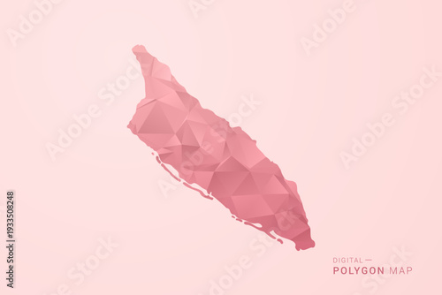 Aruba Map - Polygon Style Vector Illustration in Soft Pink Valentine Theme, Low Poly Geometric Design, Isolated on Pastel Background.