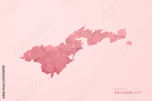 American Samoa Map - Polygon Style Vector Illustration in Soft Pink Valentine Theme, Low Poly Geometric Design, Isolated on Pastel Background.