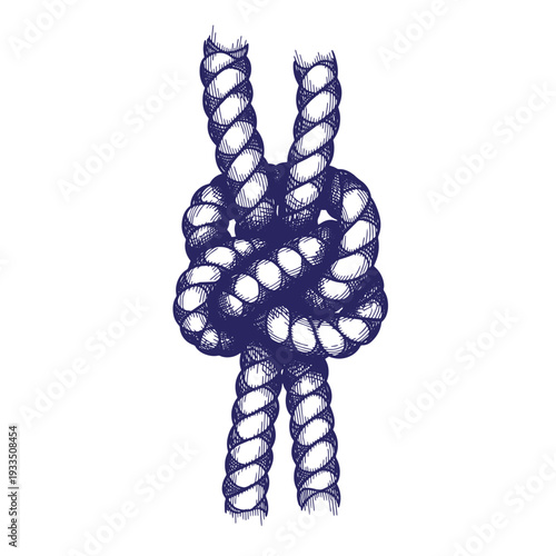 A detailed illustration of a complex rope knot on a white background used for sailing or climbing purposes
