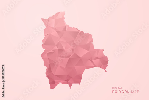 Bolivia Map - Polygon Style Vector Illustration in Soft Pink Valentine Theme, Low Poly Geometric Design, Isolated on Pastel Background.