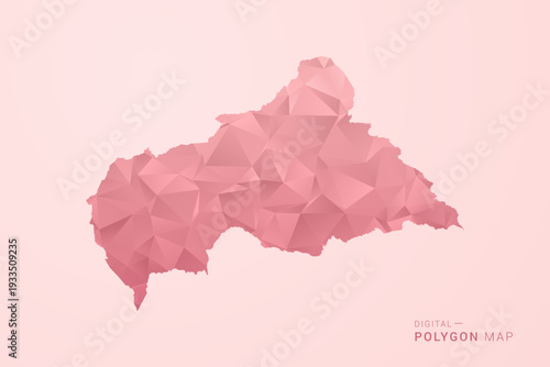 Central African Republic Map - Polygon Style Vector Illustration in Soft Pink Valentine Theme, Low Poly Geometric Design, Isolated on Pastel Background.