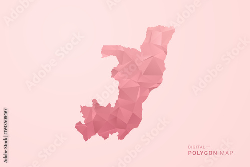 Congo Map - Polygon Style Vector Illustration in Soft Pink Valentine Theme, Low Poly Geometric Design, Isolated on Pastel Background.