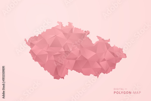czech republic Map - Polygon Style Vector Illustration in Soft Pink Valentine Theme, Low Poly Geometric Design, Isolated on Pastel Background.
