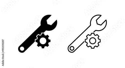 Wrench and gear icon set Vector