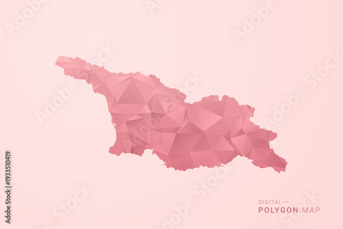 Georgia Map - Polygon Style Vector Illustration in Soft Pink Valentine Theme, Low Poly Geometric Design, Isolated on Pastel Background.