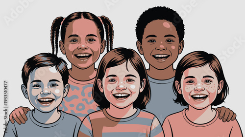 Happy diverse children illustration