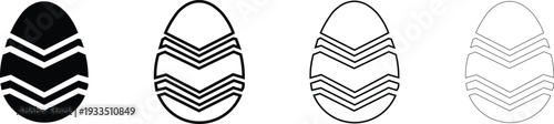 Four stylized Easter egg in black and white symbol