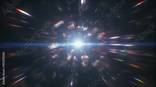 鋭い閃光とデジタルノイズが交錯する近未来サイバーグリッチ演出背景