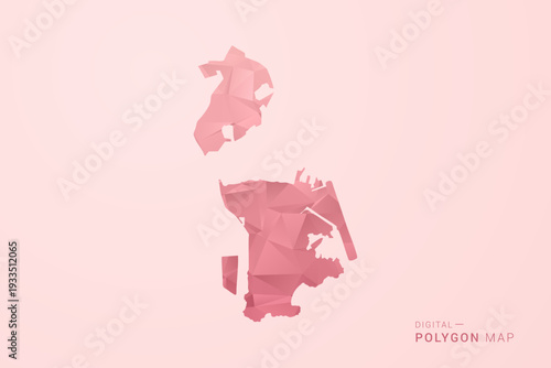 Macao Map - Polygon Style Vector Illustration in Soft Pink Valentine Theme, Low Poly Geometric Design, Isolated on Pastel Background.