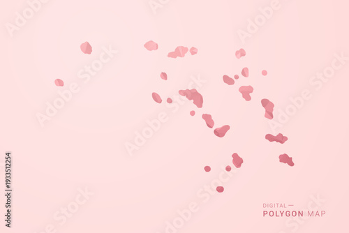 Marshall Islands Map - Polygon Style Vector Illustration in Soft Pink Valentine Theme, Low Poly Geometric Design, Isolated on Pastel Background.