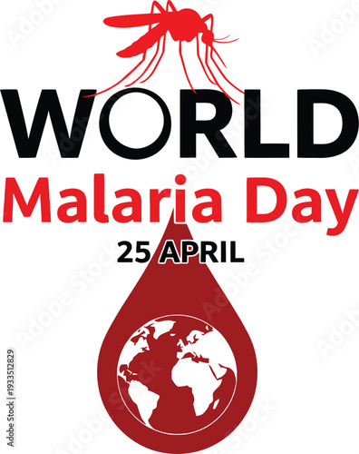 World Malaria Day awareness design with mosquito and blood drop

