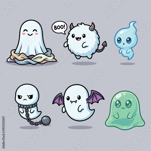 Cute Cartoon Ghosts and Monsters Collection.