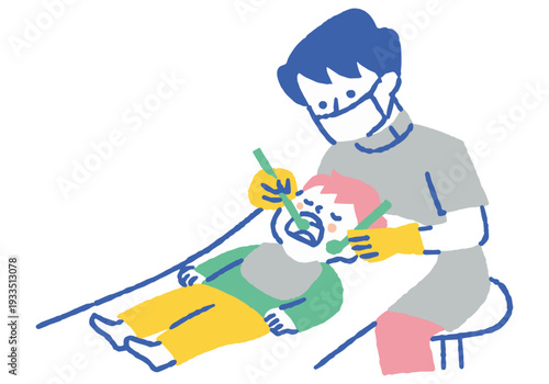 Boy undergoing examination at pediatric dentistry_color