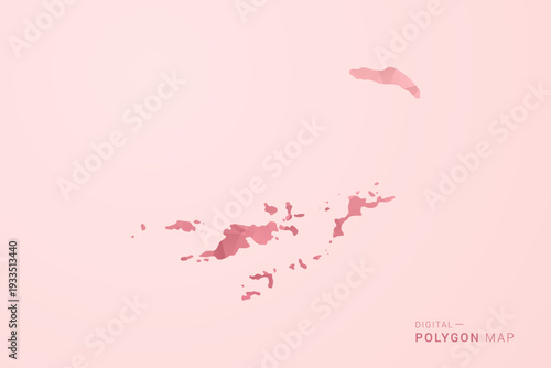 British Virgin Islands Map - Polygon Style Vector Illustration in Soft Pink Valentine Theme, Low Poly Geometric Design, Isolated on Pastel Background.