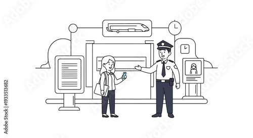 Vector illustration of a businessman and a security officer standing in a teamwork concept with a poster on appreciation for Indian CISF Raising Day