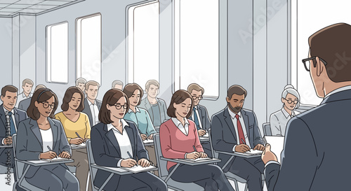 Business People in Meeting Room Scene.