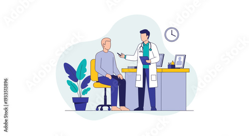 Doctor Consulting with Senior Patient Office.