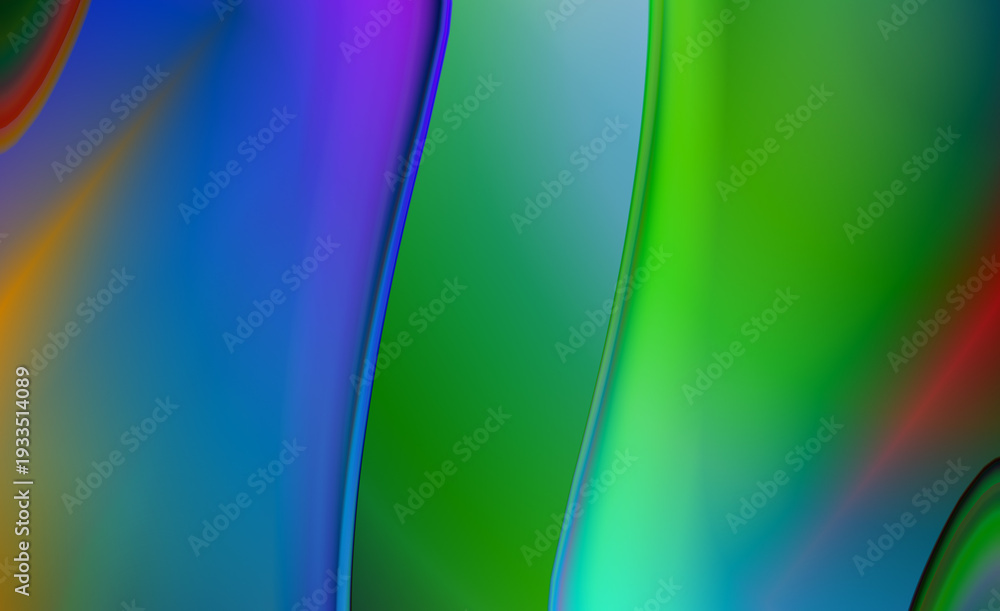 Obraz premium Multicolor Gradient Surface with Blue Left Field, Central Green Vertical Band, Cyan-to-Teal Lower Transition, Purple Upper Section, and Red Right Edge Curvature