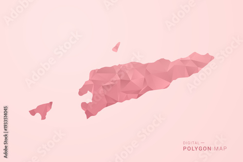 Timor Leste Map - Polygon Style Vector Illustration in Soft Pink Valentine Theme, Low Poly Geometric Design, Isolated on Pastel Background.
