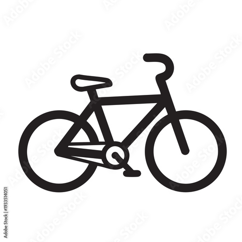 Simple black bicycle illustration on a plain background viewed from the side showcasing its sleek design