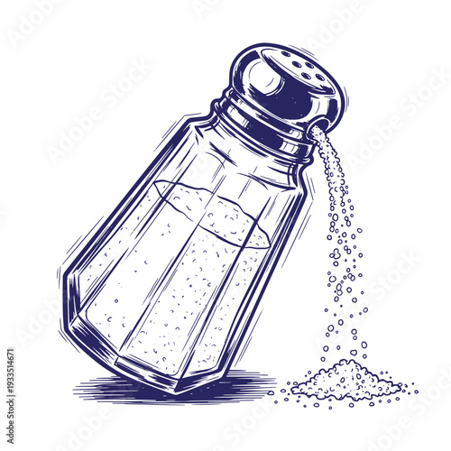 salt shaker pouring salt isolated on white background