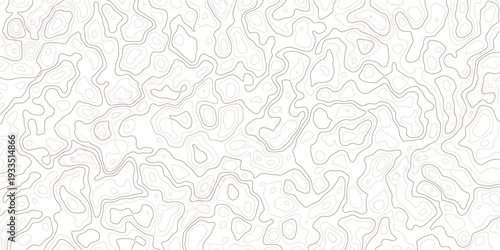 Gray abstract topographic map contours on white background for design